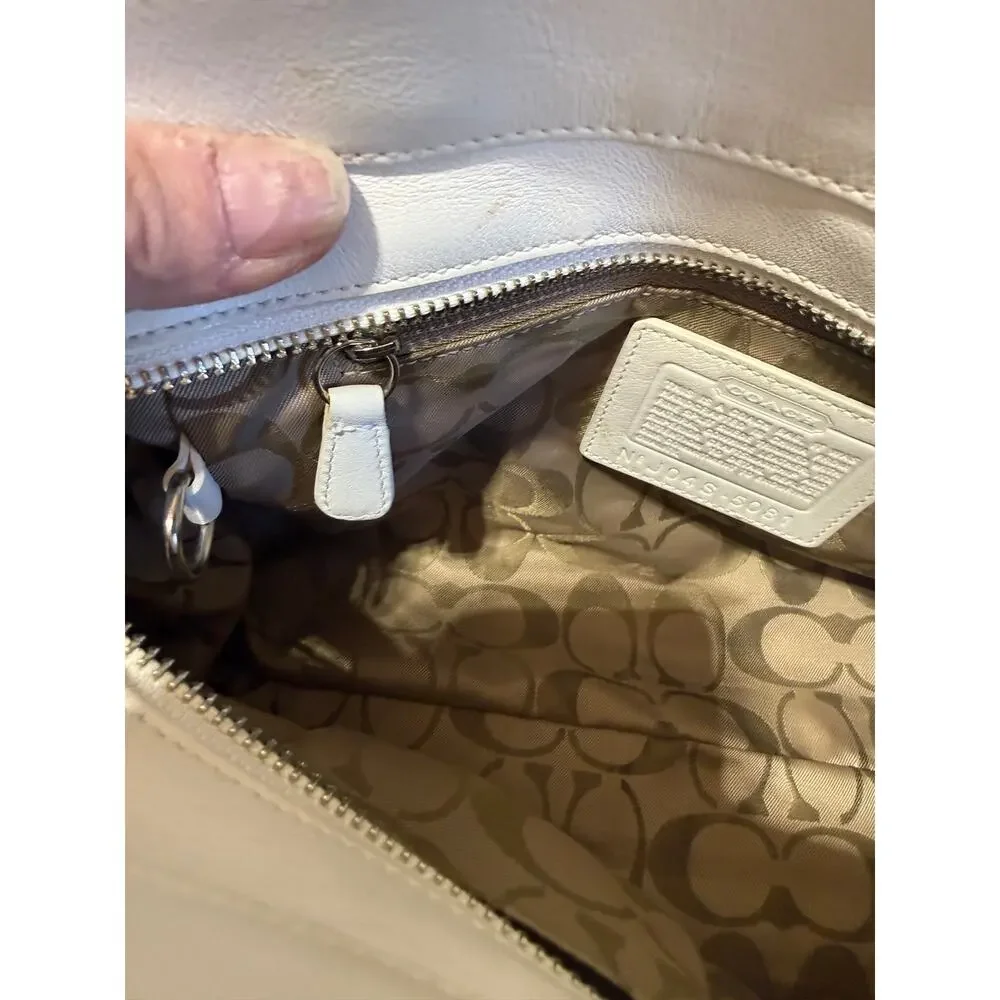 VTG Coach Yellow/Tan Suede with White Leather Trim Hampton Bag Style J04S-5081